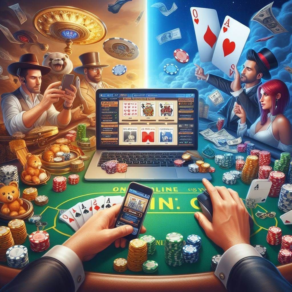 Permainan arcade sedang berlangsung menampilkan animasi game dan saldo pemain
